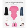 imagePopilush Bodysuits for Women Short Sleeve Round Neck Casual Basic T Shirt Thong Bodysuit TopsPink
