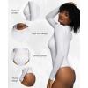 imagePopilush Long Sleeve Body Suits Womens Turtle Neck Shapewear Bodysuit Seamless Tank Tops Thong Body SuitsArctic White