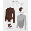imagePopilush Long Sleeve Body Suits Womens Turtle Neck Shapewear Bodysuit Seamless Tank Tops Thong Body SuitsMahogany Brown