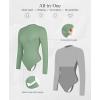 imagePopilush Long Sleeve Body Suits Womens Turtle Neck Shapewear Bodysuit Seamless Tank Tops Thong Body SuitsSeafoam Green