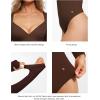 imagePopilush Long Sleeve Body suits for Women Thong Shapewear Bodysuit Tummy Control V Neck Shirt Going Out TopsBrown