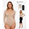 imagePopilush Long Sleeve Body suits for Women Thong Shapewear Bodysuit Tummy Control V Neck Shirt Going Out TopsSkin
