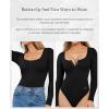 imagePopilush Long Sleeve Bodysuits for Women Tummy Control Shapewear Henley Going Out Shirts Button Down Thong Tank TopsBlack