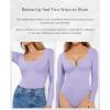 imagePopilush Long Sleeve Bodysuits for Women Tummy Control Shapewear Henley Going Out Shirts Button Down Thong Tank TopsLilac