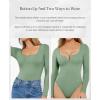 imagePopilush Long Sleeve Bodysuits for Women Tummy Control Shapewear Henley Going Out Shirts Button Down Thong Tank TopsSeafoam Green