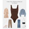imagePopilush Square Neck Bodysuits for Women Basic Slim Fit Seamless Body Suits Sleeveless Tank TopsDark Brown