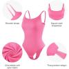 imagePopilush Tank Top Bodysuits for Women Double Lined Tops Sleeveless Thong Body Suits CloudSensePink