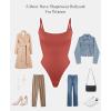 imagePopilush Tank Top Bodysuits for Women Double Lined Tops Sleeveless Thong Body Suits CloudSenseRed
