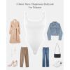 imagePopilush Tank Top Bodysuits for Women Double Lined Tops Sleeveless Thong Body Suits CloudSenseWhite