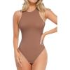 imagePopilush Body Suits for Womens  Sleeveless Crew Neck Tank Top  Tummy Control Shapewear Bodysuit  Going Out TopsLight Coffee