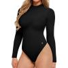 imagePopilush Long Sleeve Body Suits Womens Turtle Neck Shapewear Bodysuit Seamless Tank Tops Thong Body SuitsBlack