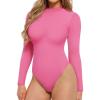 imagePopilush Long Sleeve Body Suits Womens Turtle Neck Shapewear Bodysuit Seamless Tank Tops Thong Body SuitsDusty Rose