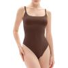 imagePopilush Shapewear Bodysuit Tank Tops Shapewear Tummy Control Thong Bodysuit Double Lined Comfy Soft Body SuitsBrowncamisole Bodysuit