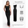 imagePopilush Formal Dresses for Women  Shapewear Cowl Neck Maxi Ruched Bodycon Gowns with Slit  Prom Dress Wedding GuestBlack