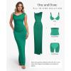 imagePopilush Formal Dresses for Women  Shapewear Cowl Neck Maxi Ruched Bodycon Gowns with Slit  Prom Dress Wedding GuestGreen