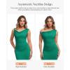 imagePopilush Formal Dresses for Women  Shapewear Cowl Neck Maxi Ruched Bodycon Gowns with Slit  Prom Dress Wedding GuestGreen