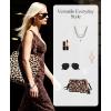 imagePopilush Formal Dresses for Women  Shapewear Cowl Neck Maxi Ruched Bodycon Gowns with Slit  Prom Dress Wedding GuestLeopard Print