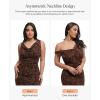 imagePopilush Formal Dresses for Women  Shapewear Cowl Neck Maxi Ruched Bodycon Gowns with Slit  Prom Dress Wedding GuestLeopard Print