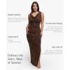 imagePopilush Formal Dresses for Women  Shapewear Cowl Neck Maxi Ruched Bodycon Gowns with Slit  Prom Dress Wedding GuestLeopard Print