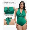imagePopilush Halter Body suits for Women  Backless Shapewear Tummy Control Bodysuit with Built in Bra Summer Vacation OutfitsGreen