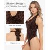 imagePopilush Halter Body suits for Women  Backless Shapewear Tummy Control Bodysuit with Built in Bra Summer Vacation OutfitsLeopard Print Colors