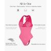 imagePopilush Halter Body suits for Women  Backless Shapewear Tummy Control Bodysuit with Built in Bra Summer Vacation OutfitsRed