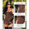 imagePopilush Leopard Print Dress with Built in Shapewear Spaghetti Strap Mini Dresses Mesh Ruched Bodycon Summer SplashLeopard Print