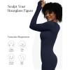 imagePopilush Long Sleeve Jumpsuit for Women Builtin Bra Ribbed U Neck Tummy Control Full Length Bodycon Workout Fall OutfitsBlue