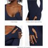 imagePopilush Long Sleeve Jumpsuit for Women Builtin Bra Ribbed U Neck Tummy Control Full Length Bodycon Workout Fall OutfitsBlue