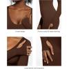 imagePopilush Long Sleeve Jumpsuit for Women Builtin Bra Ribbed U Neck Tummy Control Full Length Bodycon Workout Fall OutfitsBrown