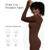 imagePopilush Long Sleeve Jumpsuit for Women Builtin Bra Ribbed U Neck Tummy Control Full Length Bodycon Workout Fall OutfitsBrown