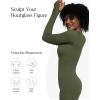 imagePopilush Long Sleeve Jumpsuit for Women Builtin Bra Ribbed U Neck Tummy Control Full Length Bodycon Workout Fall OutfitsGreen