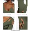 imagePopilush Long Sleeve Jumpsuit for Women Builtin Bra Ribbed U Neck Tummy Control Full Length Bodycon Workout Fall OutfitsGreen