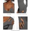 imagePopilush Long Sleeve Jumpsuit for Women Builtin Bra Ribbed U Neck Tummy Control Full Length Bodycon Workout Fall OutfitsLight Gray