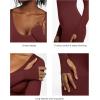 imagePopilush Long Sleeve Jumpsuit for Women Builtin Bra Ribbed U Neck Tummy Control Full Length Bodycon Workout Fall OutfitsRed
