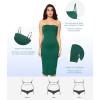 imagePopilush Maxi Womens Shapewear Dress Long Dresses Builtin Bra Slip with Adjustable Straps Bodycon TubeGreen
