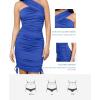 imagePopilush Shapewear Dress One Shoulder Ruched Dress with Drawstring for Women Summer Dress BlueTag CollectionBlue