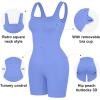 imagePopilush Shapewear Jumpsuits for Women Builtin Bra Square Neck Rompers Shorts Bodycon Bodysuits Summer OutfitsBaby Blue