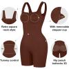 imagePopilush Shapewear Jumpsuits for Women Builtin Bra Square Neck Rompers Shorts Bodycon Bodysuits Summer OutfitsBrown