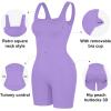 imagePopilush Shapewear Jumpsuits for Women Builtin Bra Square Neck Rompers Shorts Bodycon Bodysuits Summer OutfitsPurple