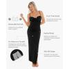 imagePopilush Womens Summer Maxi Dress  Shapewear Long Formal Cocktail Party Dresses Ruched Bodycon DressBlack