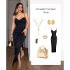 imagePopilush Womens Summer Maxi Dress  Shapewear Long Formal Cocktail Party Dresses Ruched Bodycon DressBlack