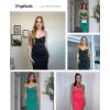 imagePopilush Womens Summer Maxi Dress  Shapewear Long Formal Cocktail Party Dresses Ruched Bodycon DressRed