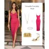 imagePopilush Womens Summer Maxi Dress  Shapewear Long Formal Cocktail Party Dresses Ruched Bodycon DressRed