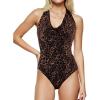 imagePopilush Halter Body suits for Women  Backless Shapewear Tummy Control Bodysuit with Built in Bra Summer Vacation OutfitsLeopard Print Colors