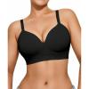 imagePopilush Wireless Seamless Bra for Women Soft Foam Cups Bralette No Wire Support Comfort Everyday BrasBlack