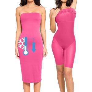 imagePopilush Maxi Womens Shapewear Dress Long Dresses Builtin Bra Slip with Adjustable Straps Bodycon TubePink