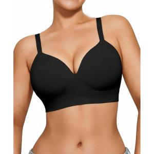 imagePopilush Wireless Seamless Bra for Women Soft Foam Cups Bralette No Wire Support Comfort Everyday BrasBlack
