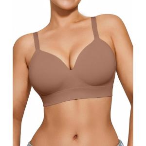 imagePopilush Wireless Seamless Bra for Women Soft Foam Cups Bralette No Wire Support Comfort Everyday BrasCoffee