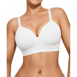 imagePopilush Wireless Seamless Bra for Women Soft Foam Cups Bralette No Wire Support Comfort Everyday BrasWhite